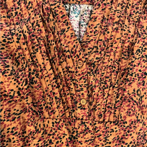 Terra Sky Dress Terracotta Black Dot Boho Peasant Tiered Plus 2X - Picture 10 of 11